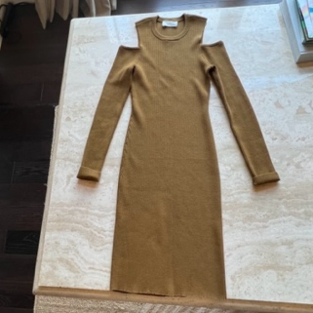 A.L.C. Ribbed Cutout Shoulder Midi Dress